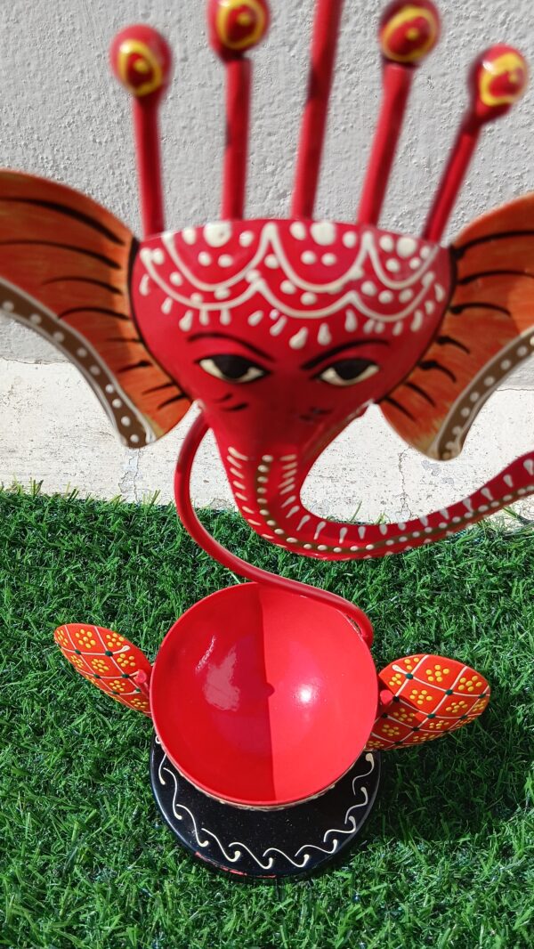 Ganesh T light Holder Orange
