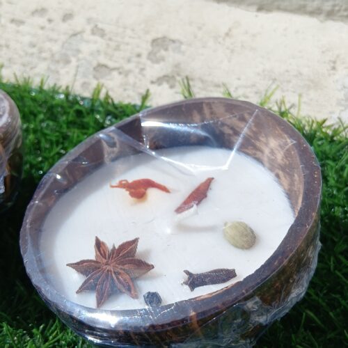 Coconut Shell Spiced Candle Holder
