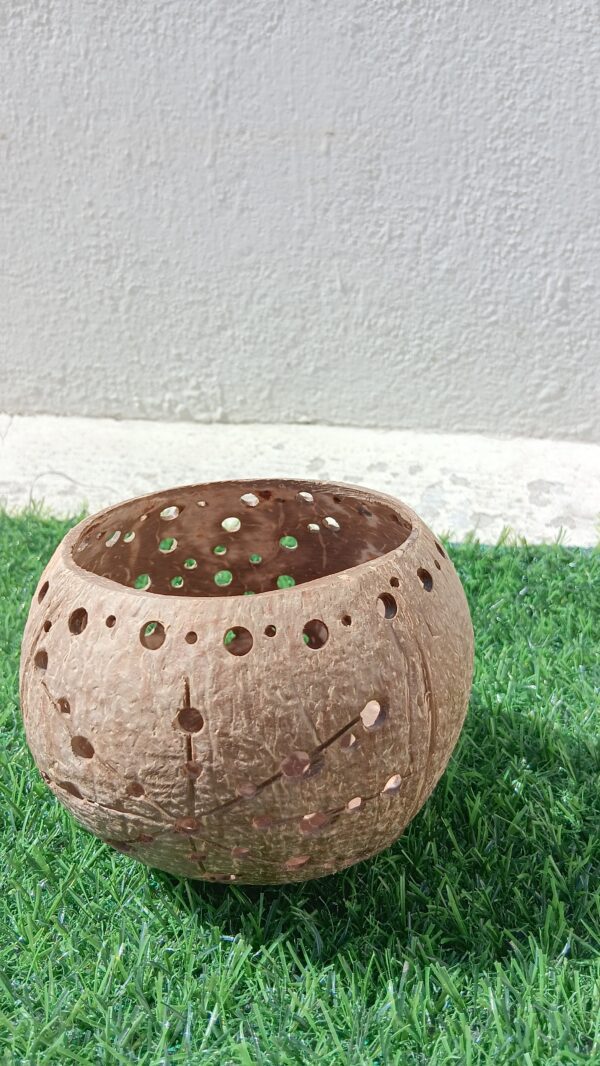 Coconut Shell Floral Candle Holder
