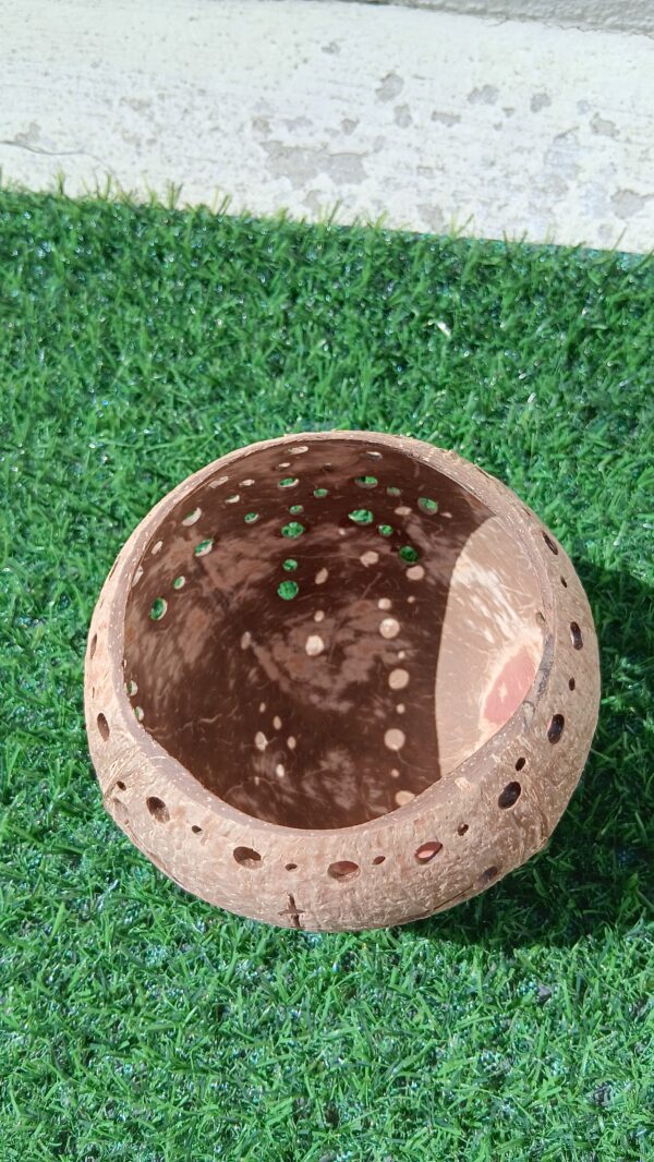 Coconut Shell Floral Candle Holder