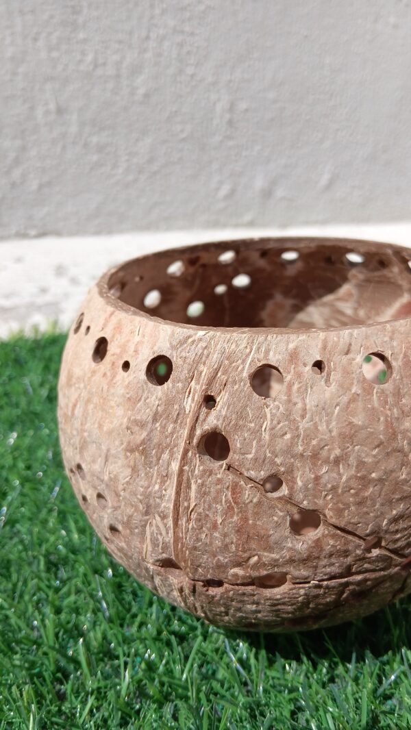 Coconut Shell Floral Candle Holder