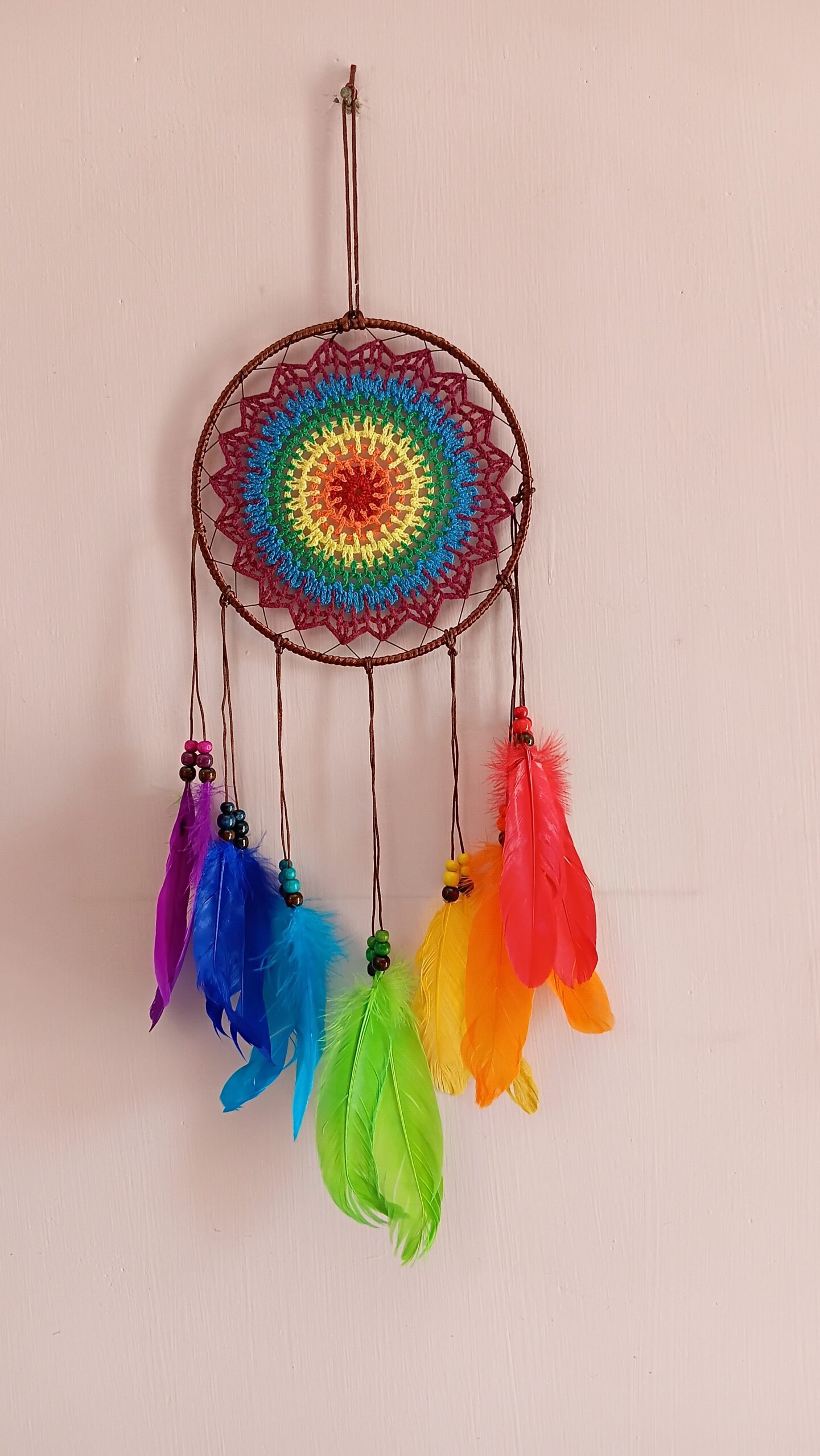 Handmade rainbow dreamcatcher