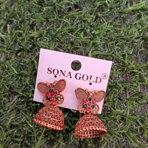 Gold Oxidised Festive season Butterfly Jimiki small with stones -