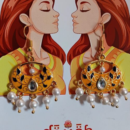 Trendy Minakari Hanging Earrings