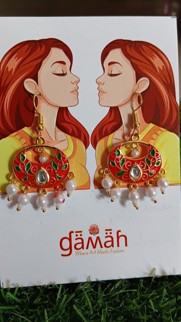 Trendy Minakari Hanging Earrings