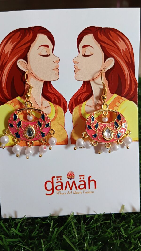 Trendy Minakari Hanging Earrings