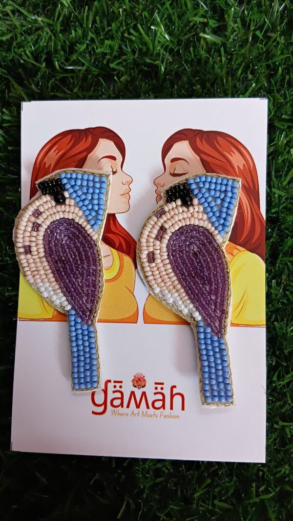 Handmade Bird Earrings. Made with colourful beads - Modern and Trendy