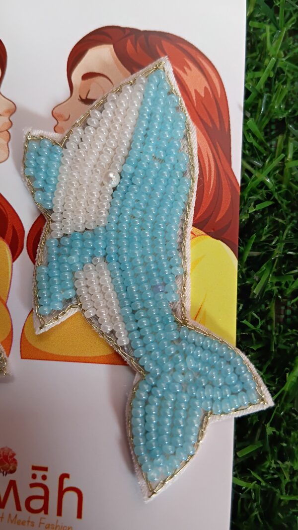 Handmade Beaded Dolphin Earrings Blue