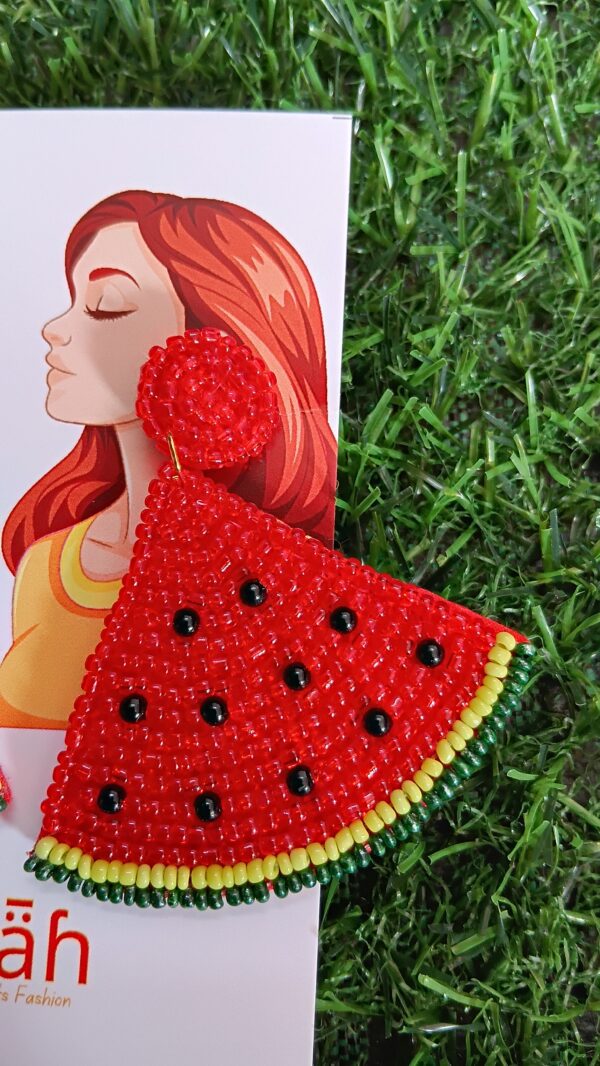 Handmade Beaded Watermelon Earrings Red