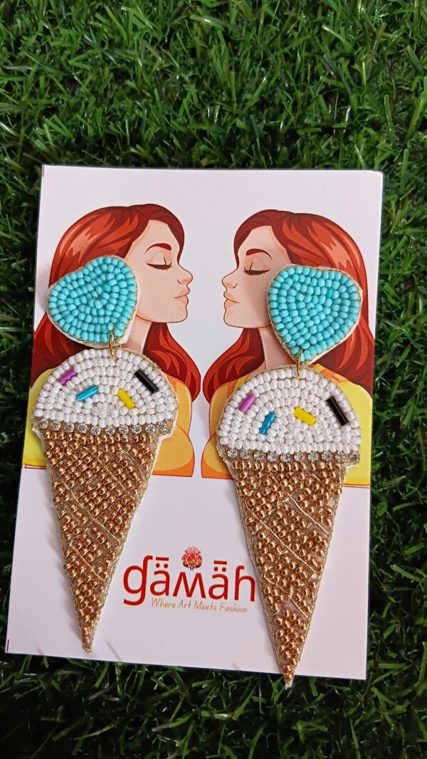 Handmade Beaded Cone Icecream Earrings