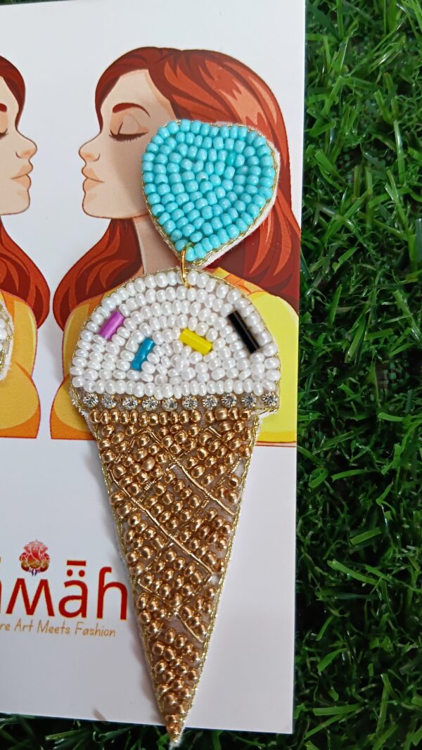Handmade Beaded Cone Icecream Earrings