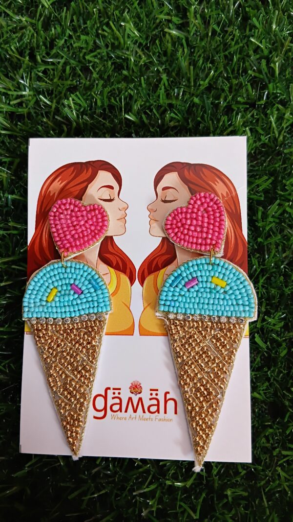 Handmade Beaded Cone Icecream Earrings