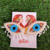 Handmade Beaded White Colourful Beaded Evil Eye Earrings