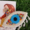 Handmade Beaded White Colourful Beaded Evil Eye Earrings