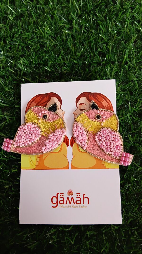 Handmade Beaded and Carefully Threaded Pink Bird