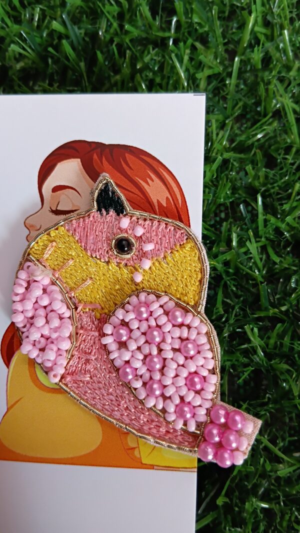 Handmade Beaded and Carefully Threaded Pink Bird