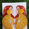 Handmade beaded Lemon Earrings with stonework