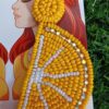 Handmade beaded Lemon Earrings with stonework
