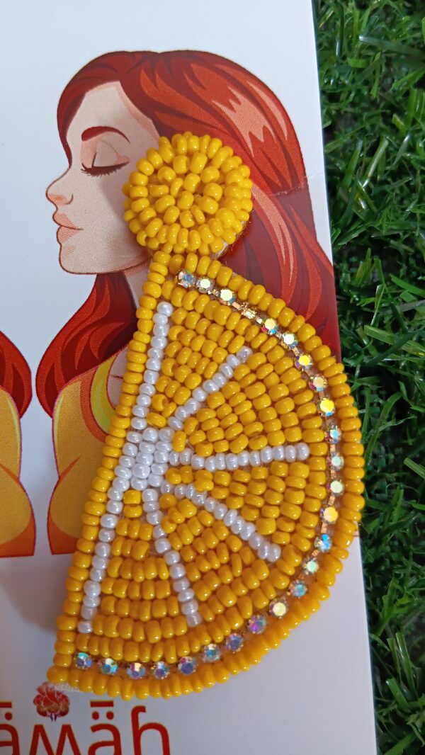 Handmade beaded Lemon Earrings with stonework