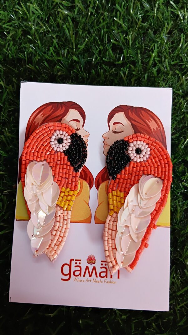 Handmade beaded Orange Bird