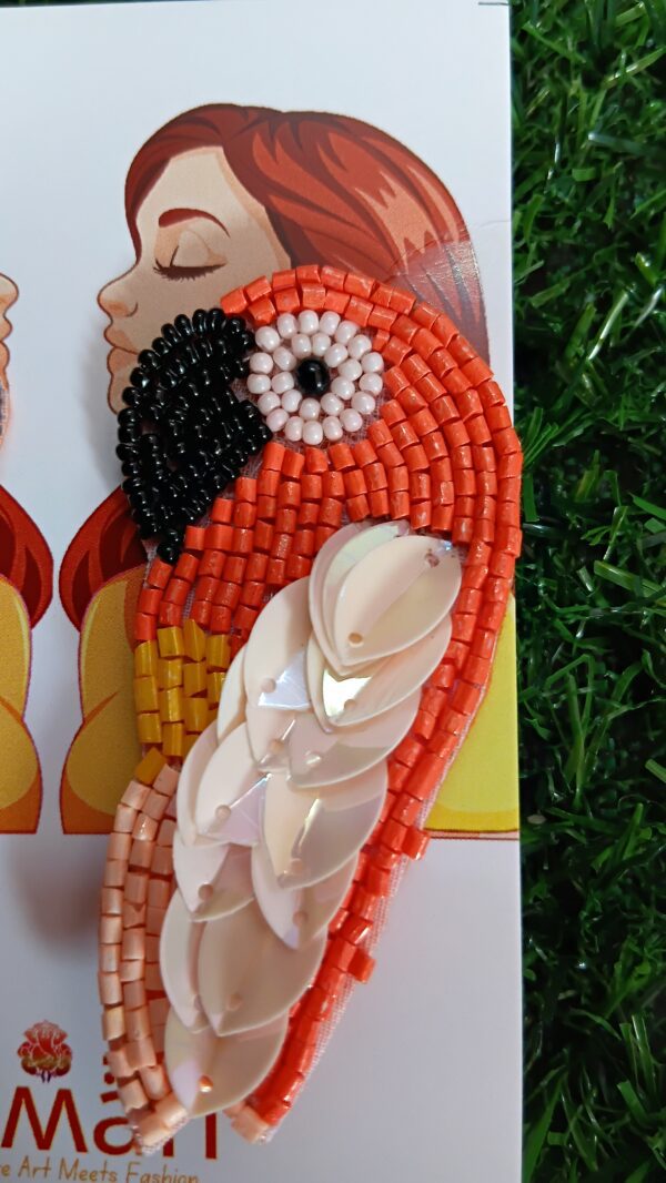 Handmade beaded Orange Bird