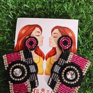 Handmade beaded Camera earrings with Stoneworks