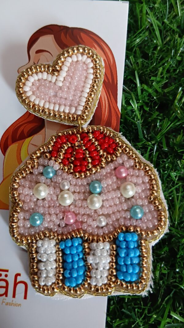 Handmade beaded Cupcake earrings