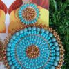 Handmade beaded Blue circle earrings