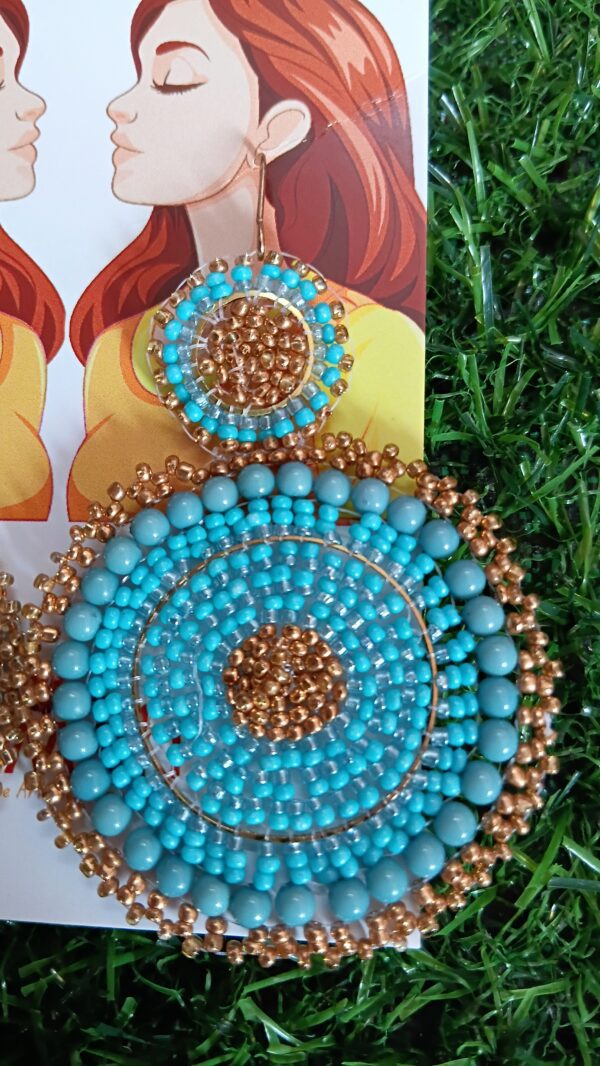 Handmade beaded Blue circle earrings