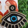 Handmade beaded Black Evil eye earrings