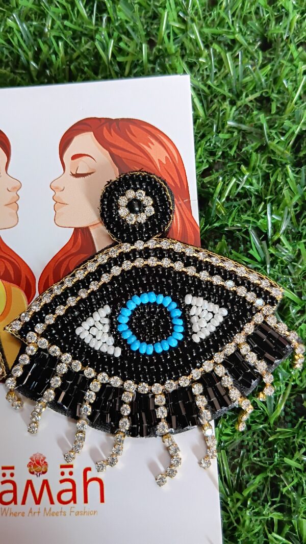 Handmade beaded Black Evil eye earrings