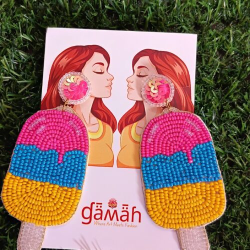 Handmade beaded Icecream earrings colourful