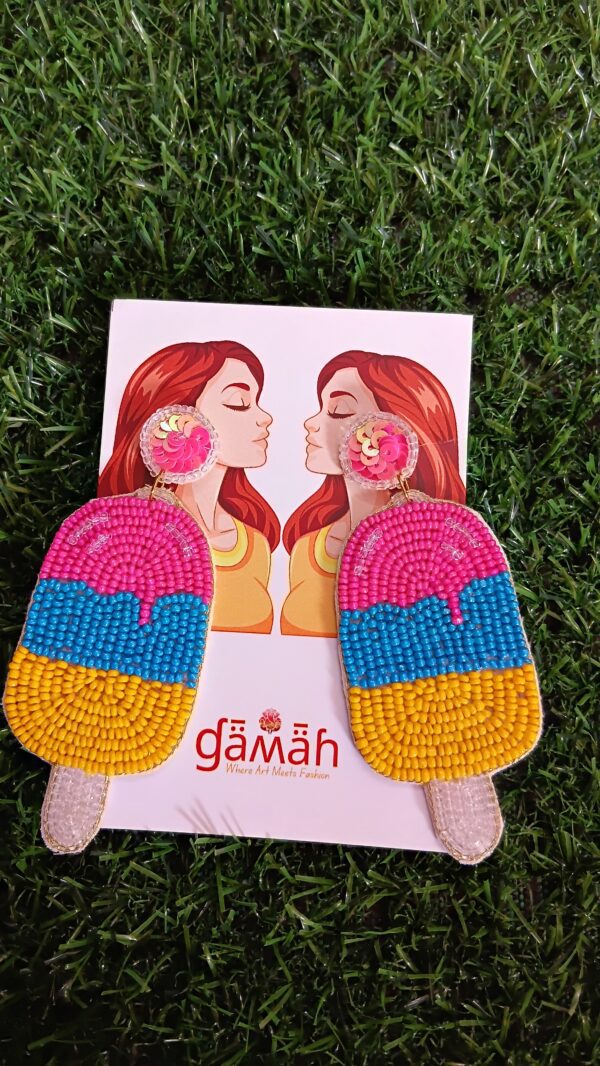Handmade beaded Icecream earrings colourful