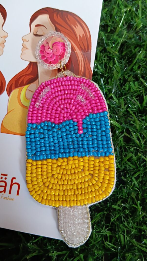 Handmade beaded Icecream earrings colourful
