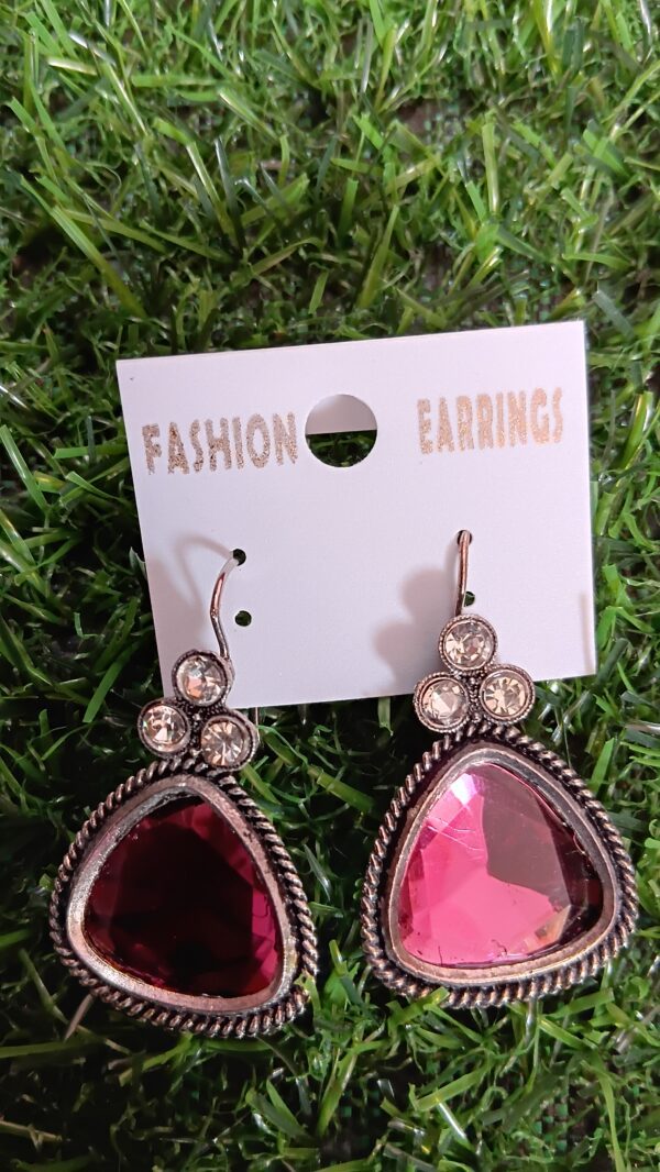 Oxidised Stone Hanging Earrings