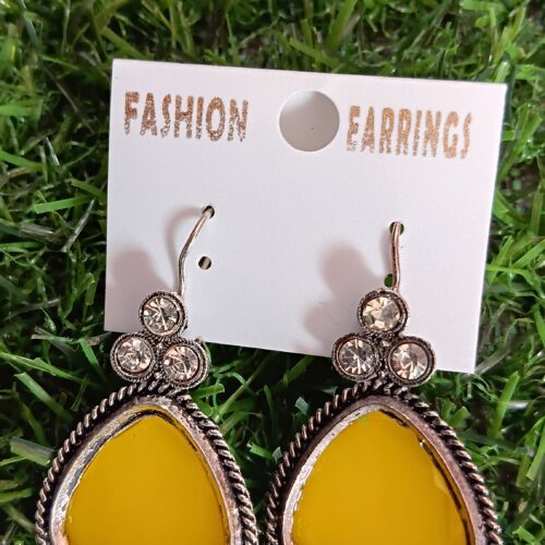 Oxidised Stone Hanging Earrings