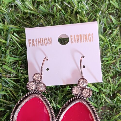 Oxidised Stone Hanging Earrings