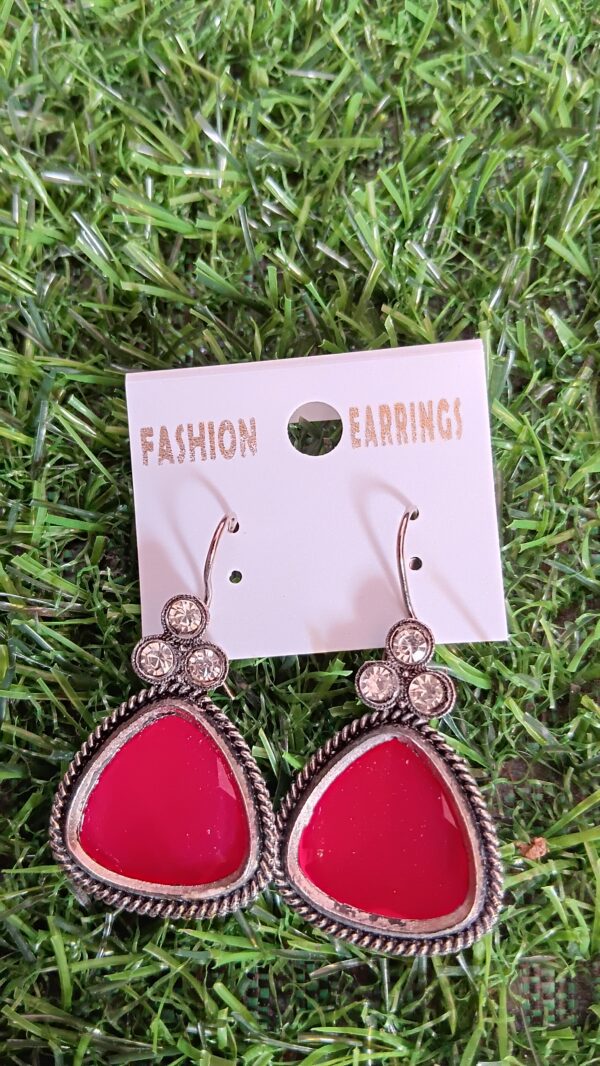 Oxidised Stone Hanging Earrings