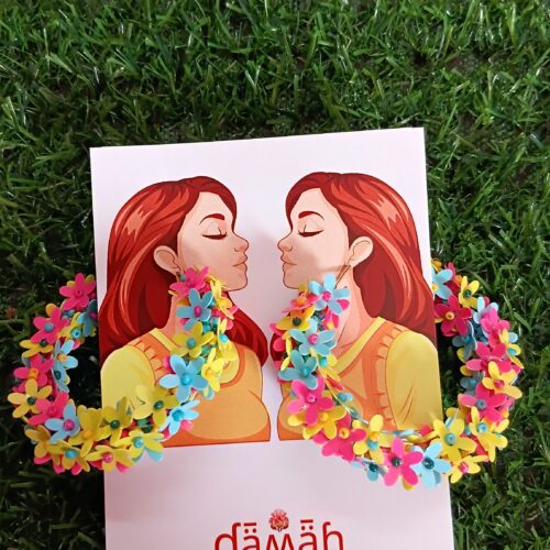 Handmade floral design hook earrings