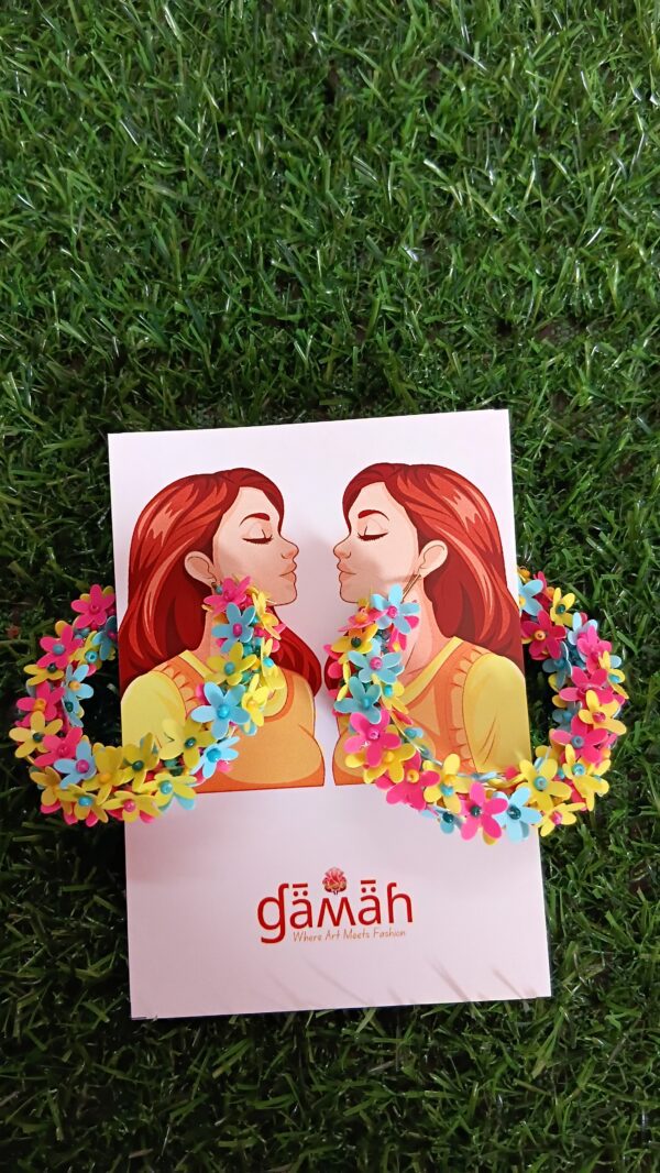 Handmade floral design hook earrings