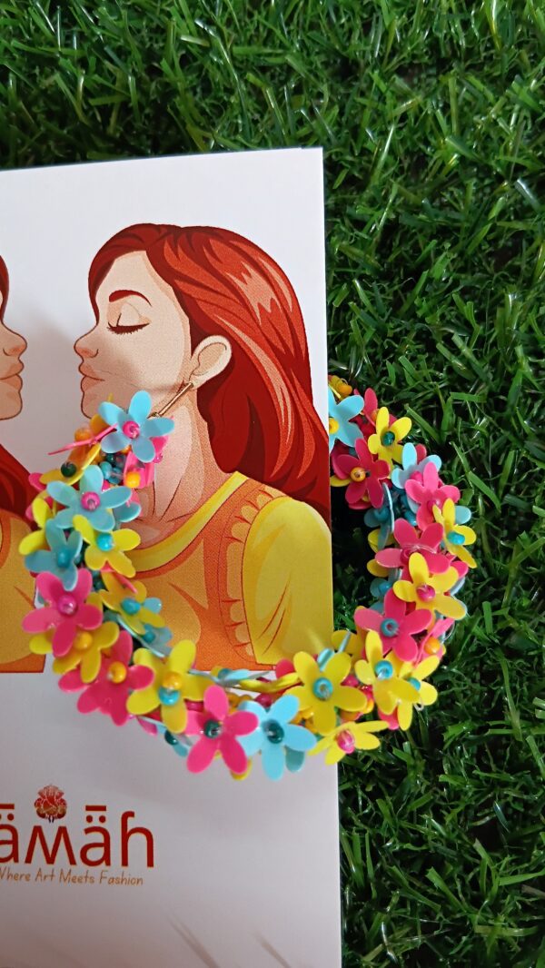 Handmade floral design hook earrings