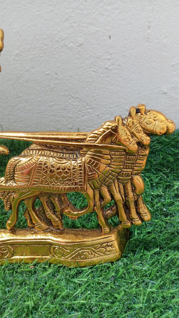 Handcrafted Antique Metal Arjun Rath Golden Wall Hanging Showpiece