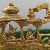 Handcrafted Antique Metal Arjun Rath Golden Wall Hanging Showpiece