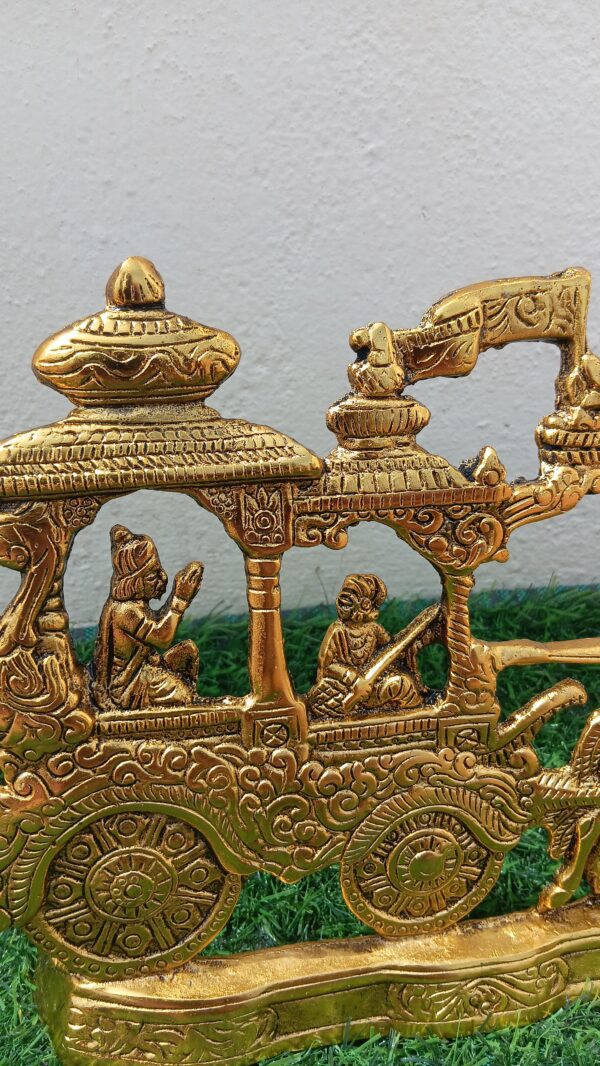 Handcrafted Antique Metal Arjun Rath Golden Wall Hanging Showpiece