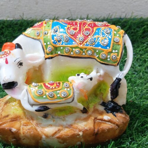 Marble Kamadhenu - Cow and Calf Statue