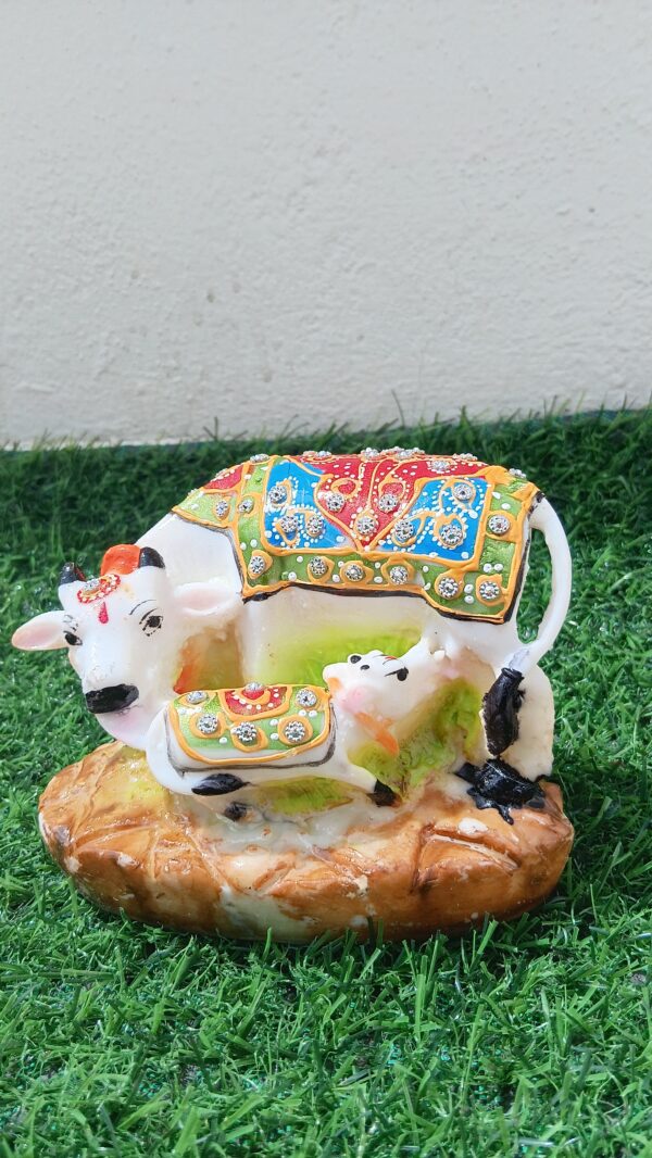 Marble Kamadhenu - Cow and Calf Statue