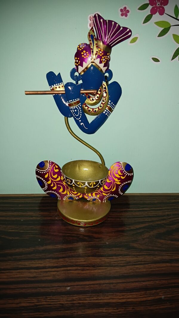 Krishna T light Holder Blue